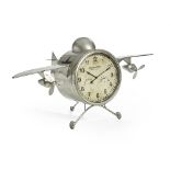 Whimsical Painted Metal F-30 Model Airplane Clock