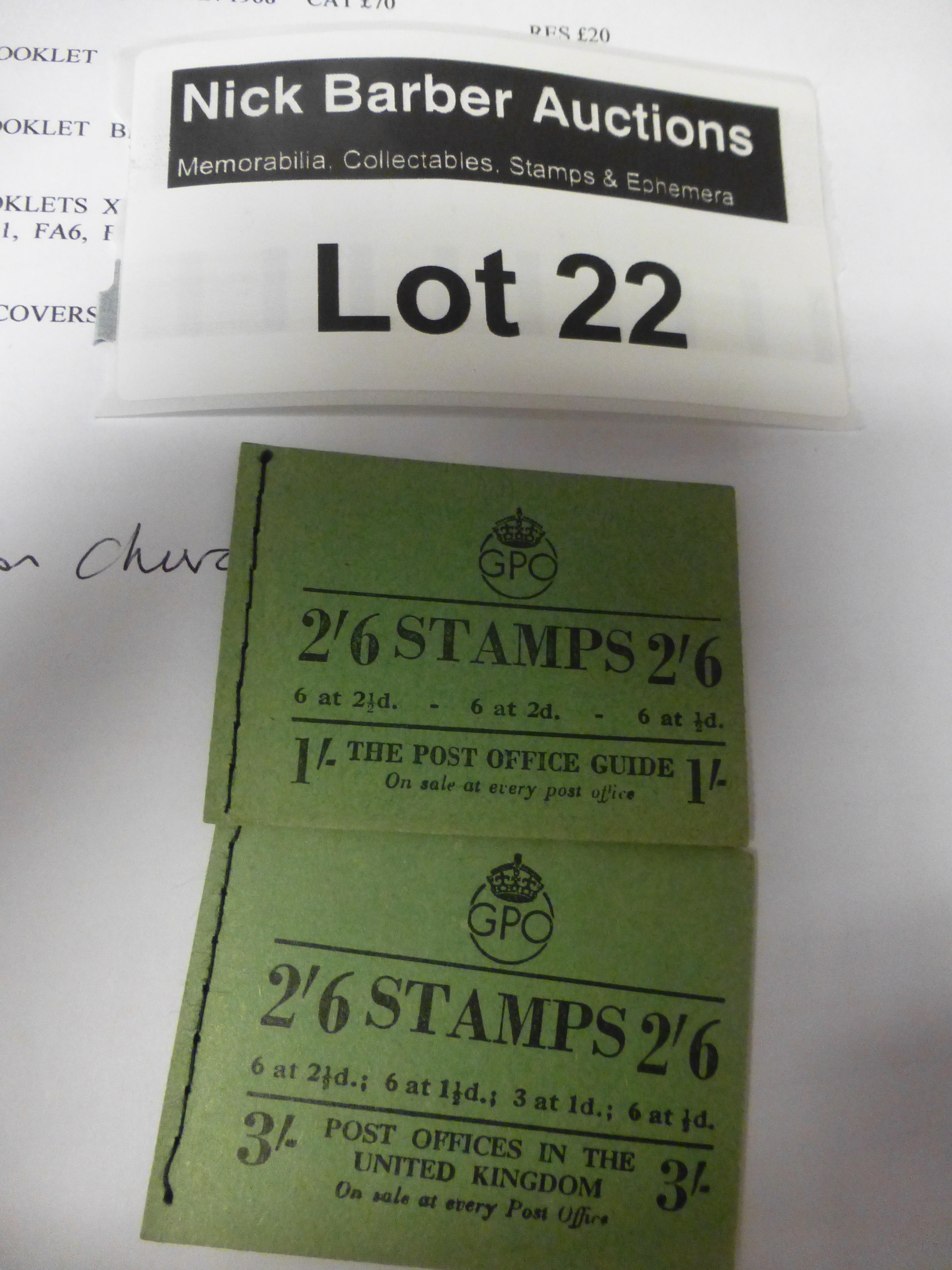 Stamps : GB booklets 2/6 - BD18 Oct 1950 and BD20