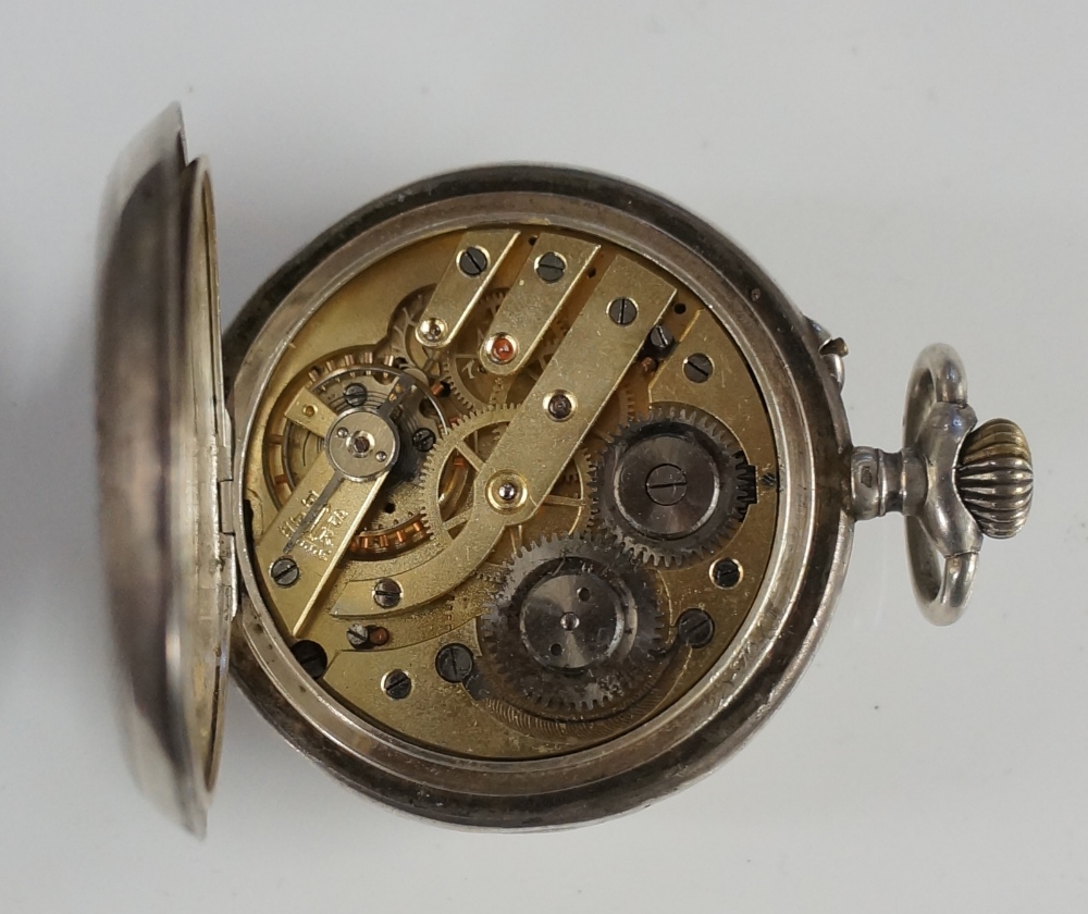 A continental silver keyless lever pocket watch, - Image 4 of 4