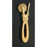 A rare late 18th / early 19th Century marine ivory sailor made combination pastry jigger/fork,