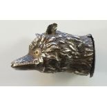 A 19th Century fox mask vesta case with glass eyes,