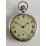 A continental silver cased keyless lever pocket watch,