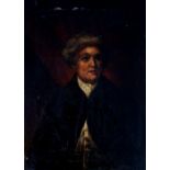 English School, mid 19th Century - half length portrait of a man wearing brown coat, oil on canvas,