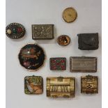 A selection of items to include: to Eastern carved bone boxes with brass fittings;