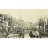 A collection of twelve various framed postcards of Amsterdam, including: Nieuw Markt,