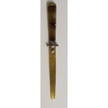 A Victorian agate handled silver gilt and enamel letter knife the tapered handle with black and