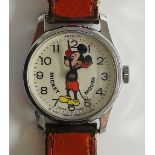 A Walt Disney Productions Mickey Mouse wristwatch, the dial with Arabic numerals,