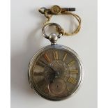 A Victorian silver faced fusee pocket watch,