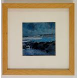 Kathleen Crow - Blue Mood 3, oil on artist board, signed lower left, 12cm square,