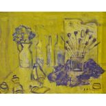 Heath Brown - Studio Table, oil on artist board, signed lower right, bearing Summer Salon,