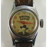 A vintage wristwatch the dial with Arabic numerals inscribed Hopalong Cassidy with head and
