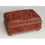 A rectangular cinnabar lacquer casket,