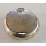 A silver snuff box, plain compressed globular form,