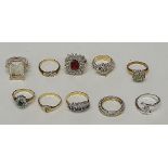 A collection of ladies dress rings,