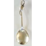 George Jensen - A silver spoon, the terminal in the form of a stylised flower bud,