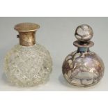 An Art Nouveau silver mounted globular form scent bottle,