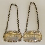 A pair of William IV decanter labels,