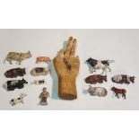 An 18th Century Chinese wooden hand, bearing traces of gesso decoration,