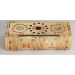 A 19th Century Prisoner of War bone book box, the spine engraved TH,