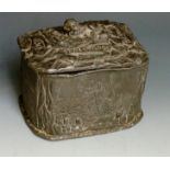 Military Interest - a Victorian canted rectangular lead tobacco box and cover,