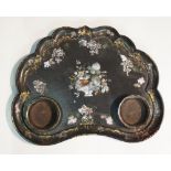 A Victorian black papier maché butler's tray in the style of Jennens & Betteridge,