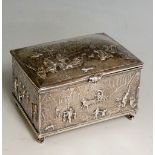 A good very early 20th Century Continental silver casket form trinket box,