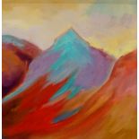 Kathleen Crow - High Peak, oil on canvas, signed lower left, 19cm square,