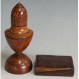 A 19th Century rosewood snuff box with hinged rising lid,