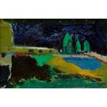 Kathleen Crow - Pool, oil on artist board, signed lower left, 15cm x 23cm,