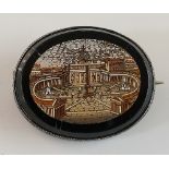 A 19th Century Italian micro mosaic brooch detailed with St Peter's Basilica, Rome,