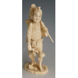 A 19th Century Japanese carved ivory figure of a gentleman,