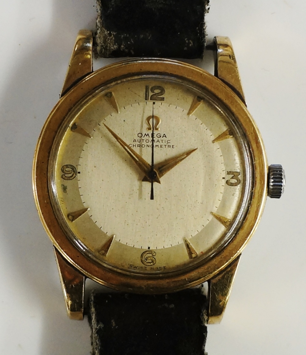 A gentleman's Omega gold plated and stainless steel wristwatch,