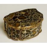 A good 19th Century fossilised hardstone box of D-shape the hinged lid and shaped front with gilt