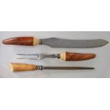 A pair of Victorian carvers with stained