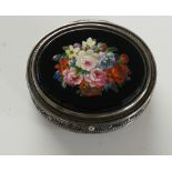 A double sided micro mosaic oval snuff box, the upper lid with good quality floral micro mosaic,