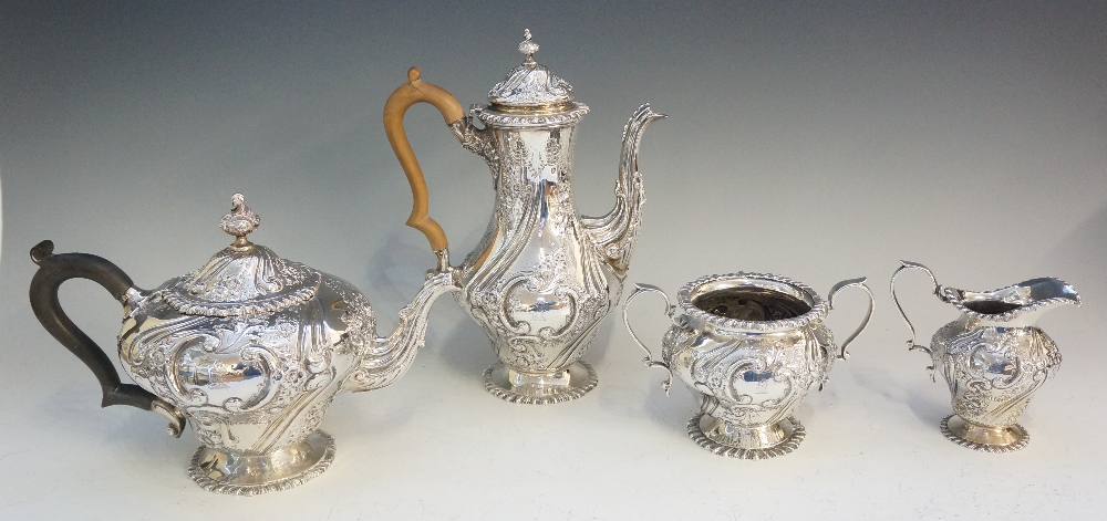 A four piece silver tea service comprisi