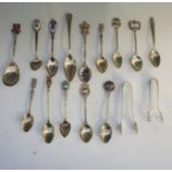 A collection of mostly silver plated souvenir spoons,