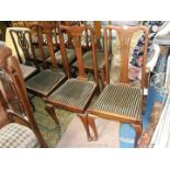 A set of three Edwardian Mahogany framed Dining Chairs,