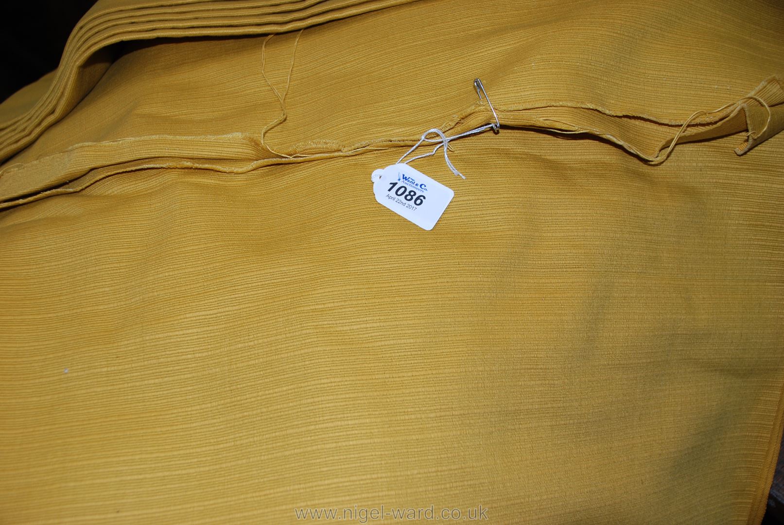 Ten yards of 1960's gold coloured Curtain material, purchased from Harrods.