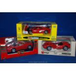Three Model Cars including a Burago Ferrari 360 Modena red,