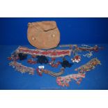 Miscellaneous Elephant decorations and a raffia bag