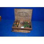A 12 bore Pin-fire cleaning and reloading Kit in wooden box, "Manufacture Francais D'Armes & Cycles,