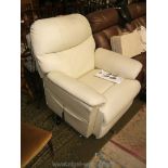 A 'Sven' Cream Buffalo Hide Upholstered Electronically Controlled Rise and Recline Armchair by