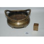 A Chinese Republic period bronze censer with incised decoration cast to base 'Made In China and a