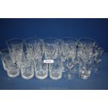 A quantity of Glasses including water, Whisky,