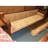 A superb Victorian Oak show-frame Gothic revival Bench Seat having plain top rail,
