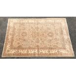 A beige Afghan Rug, 6'1'' wide x 9'6'' long.