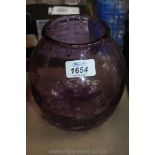 A mauve glass Bubble Vase,