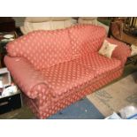 A good quality two seater Settee of large proportion, twin shaped cushion back, heavy scroll arms,