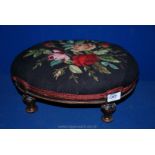 A tapestry covered Footstool,